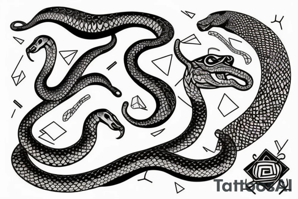 Arm tatto that includes a snake, a cheetah and some geometrical pattern. tattoo idea