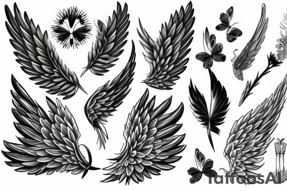 plants that form wings tattoo idea