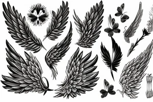 plants that form wings tattoo idea