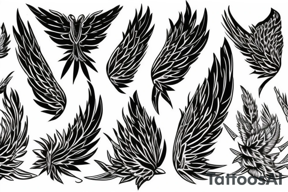 plants that form wings tattoo idea