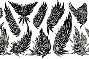 plants that form wings tattoo idea