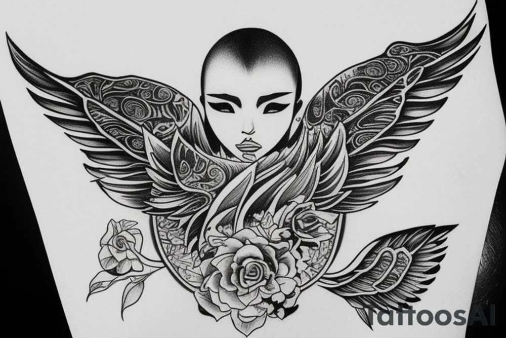 plants that form wings tattoo idea