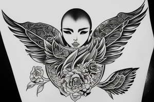 plants that form wings tattoo idea
