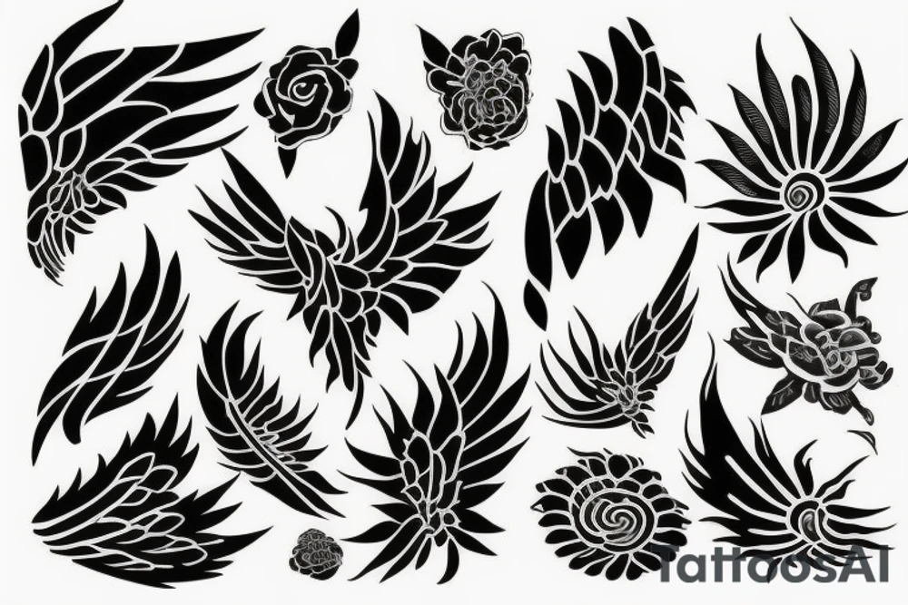 plants that form wings tattoo idea
