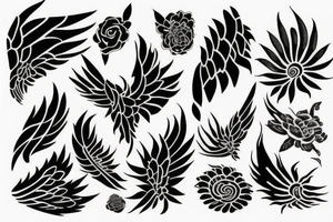 plants that form wings tattoo idea