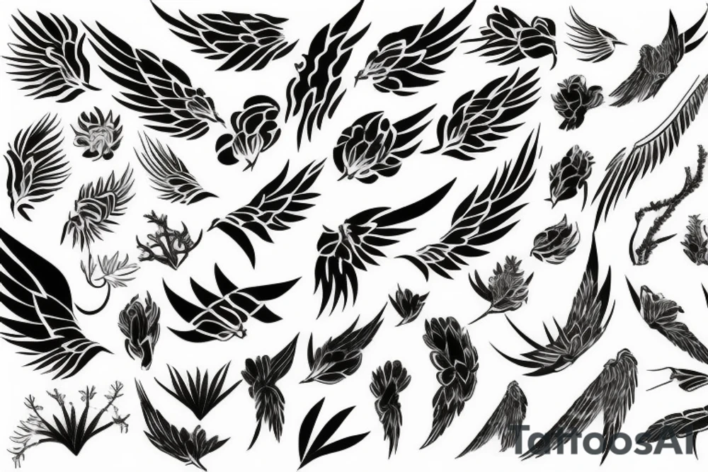 plants that form wings tattoo idea
