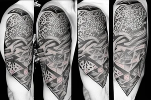 Tatto for the left upper arm and chest that has a cheetah, a snake and some geometrical pattern tattoo idea