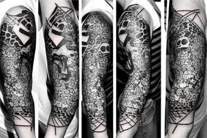 Tatto for the left upper arm and chest that has a cheetah, a snake and some geometrical pattern tattoo idea