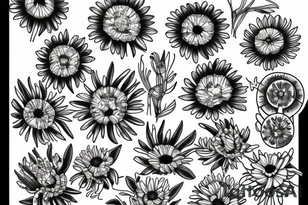 Four daisies tattoo idea