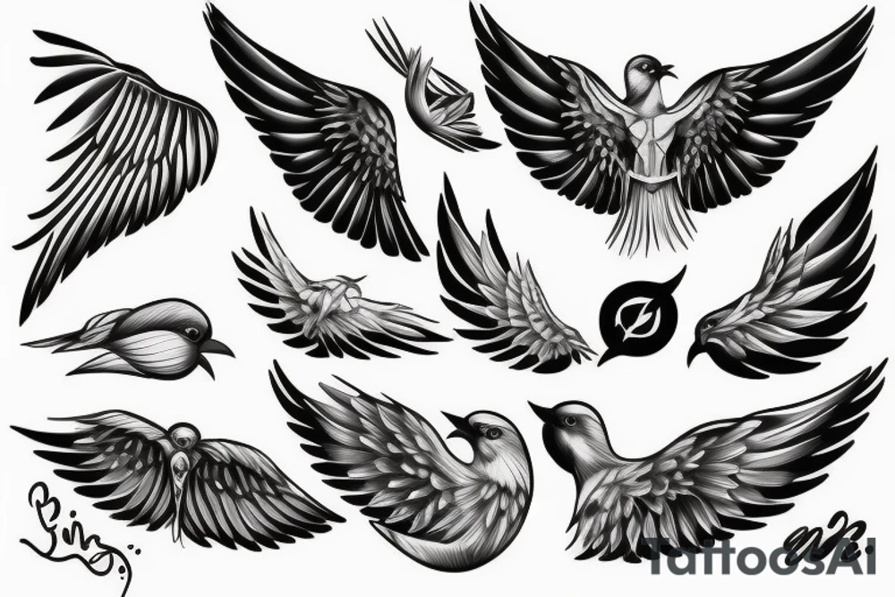 bird wings tattoo idea