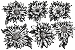 Four daisies whose stem is intertwined tattoo idea