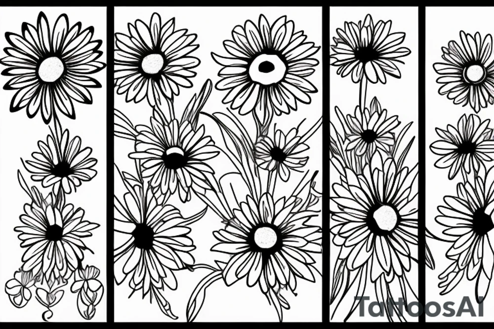 Four simple daisies whose stem is intertwined tattoo idea