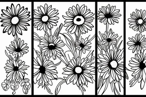 Four simple daisies whose stem is intertwined tattoo idea