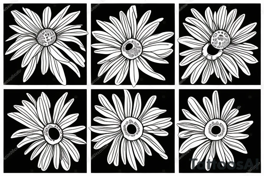 Four simple daisies whose stem is intertwined tattoo idea