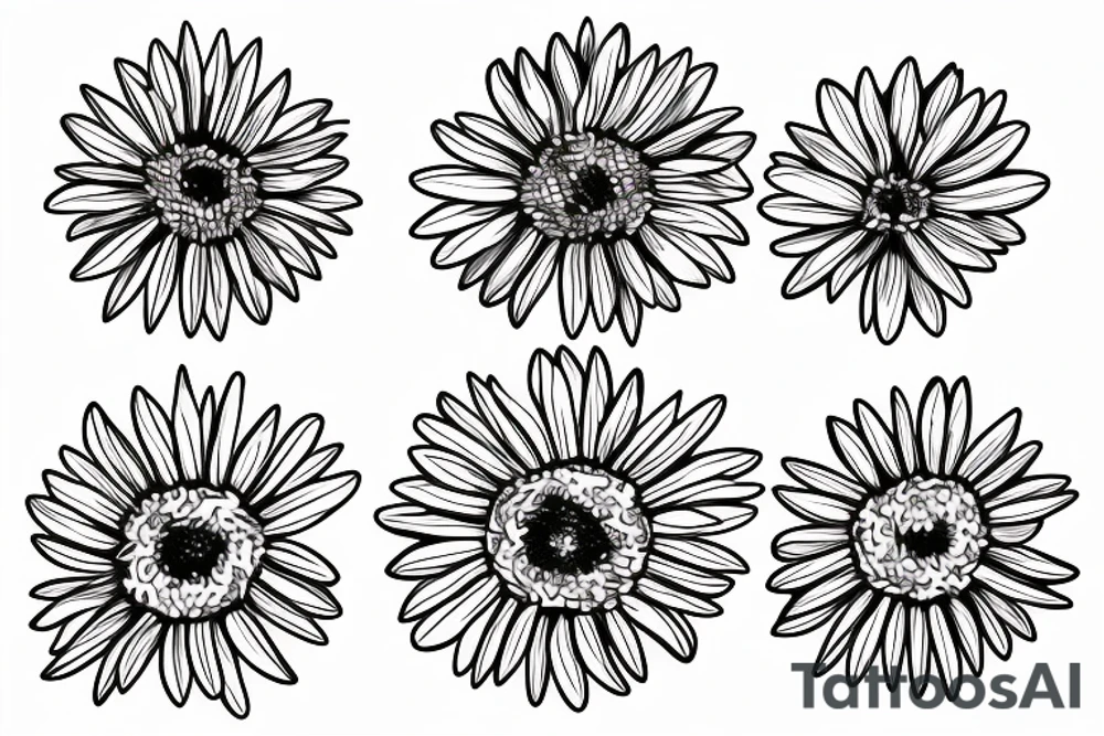 Four simple daisies whose stem is intertwined tattoo idea