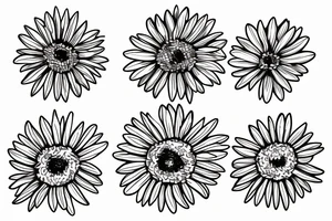 Four simple daisies whose stem is intertwined tattoo idea