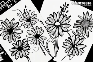 Four simple daisies whose stem is intertwined tattoo idea