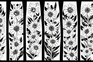 Four simple daisies whose stem is intertwined tattoo idea