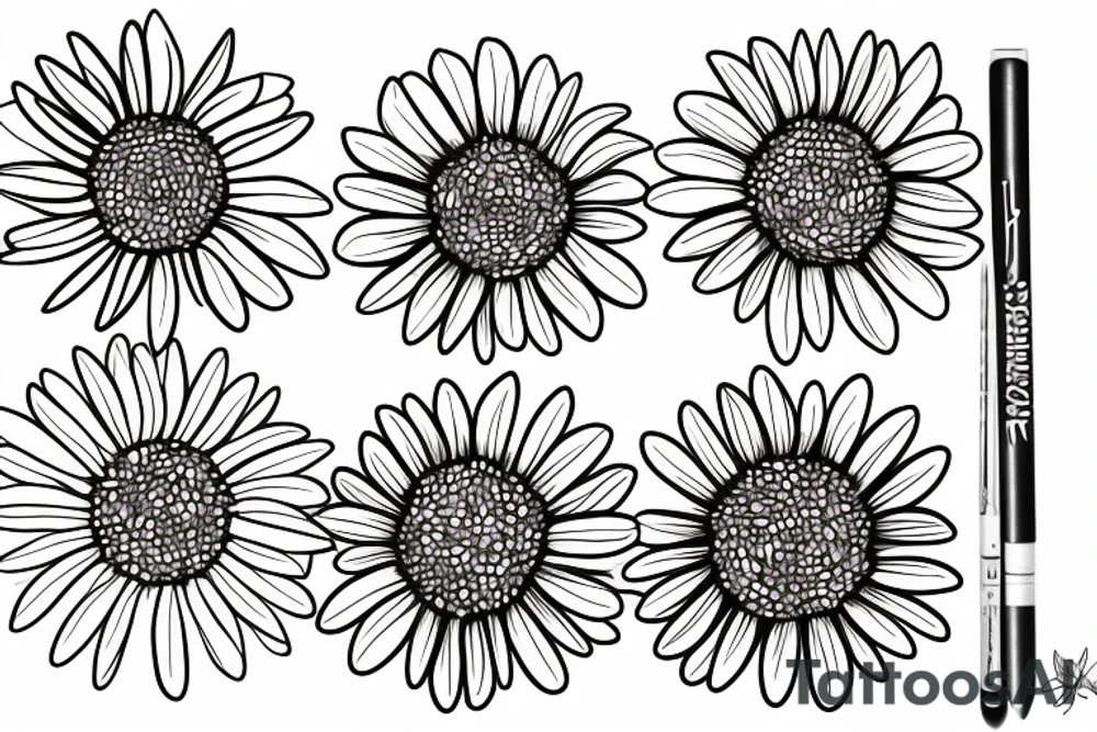 Four simple daisies whose stem is intertwined tattoo idea