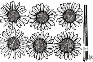 Four simple daisies whose stem is intertwined tattoo idea