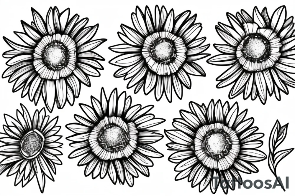 Four simple daisies whose stem is intertwined tattoo idea