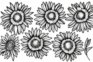 Four simple daisies whose stem is intertwined tattoo idea