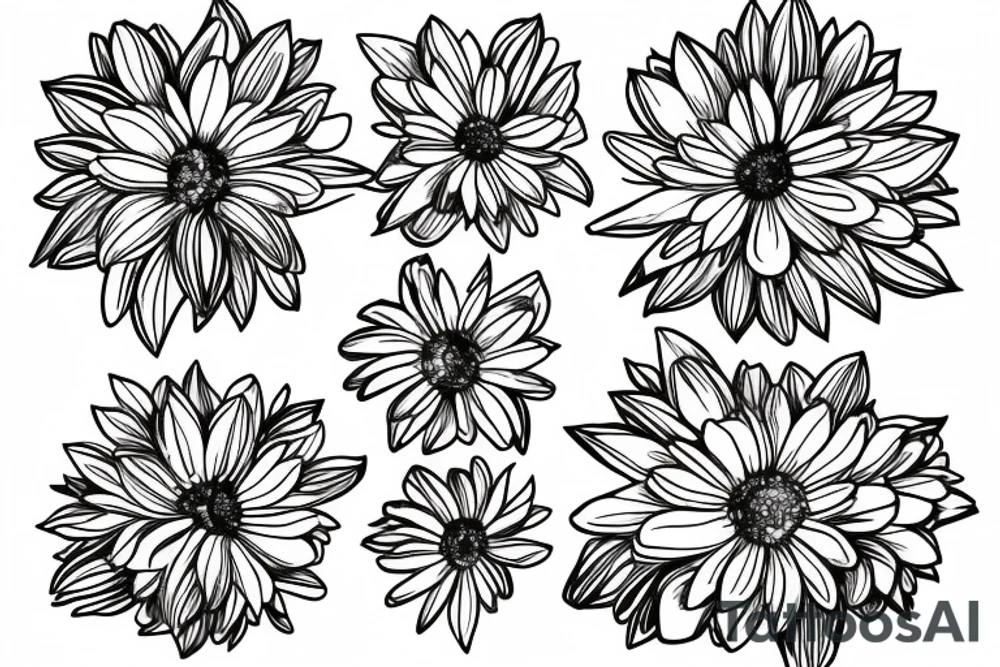Four simple daisies whose stem is intertwined tattoo idea