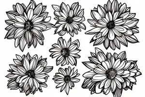 Four simple daisies whose stem is intertwined tattoo idea