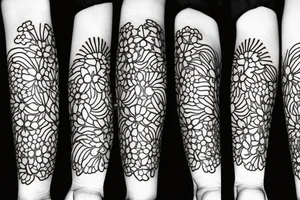 carnation, violet, poppy, and chrysanthemum tattoo idea