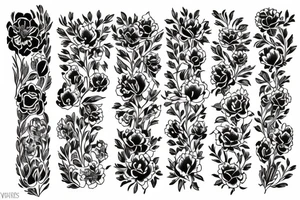 carnation, violet, poppy, and chrysanthemum line draw tattoo idea