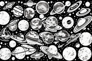 Astronaut floating in space filled with planets tattoo idea