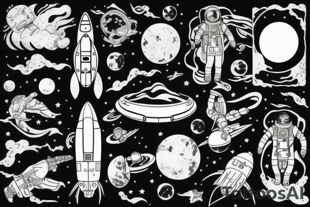 Astronaut floating in space tattoo idea