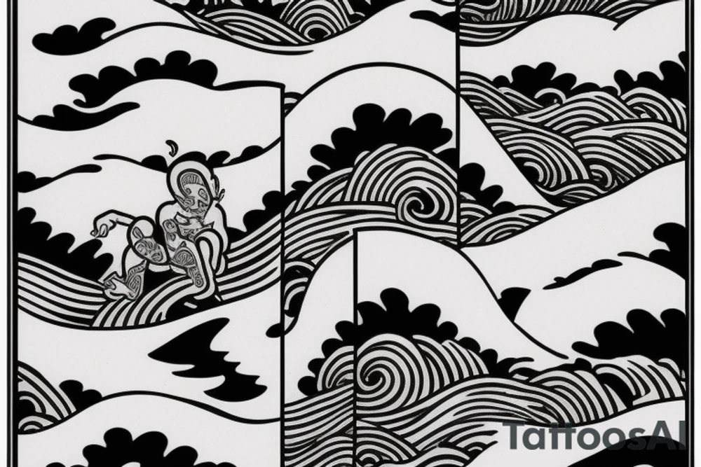 Wave on a backboard tattoo idea