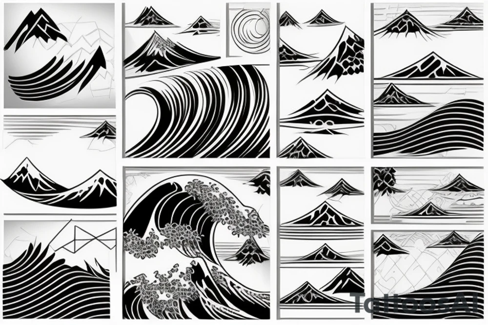 Wave on a backboard tattoo idea