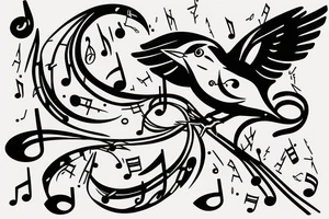 Sparrow with music notes that will be on my arm tattoo idea