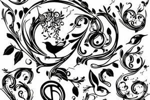Sparrow with music notes that will be on my arm tattoo idea
