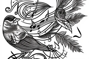 Sparrow with music notes that will be on my arm tattoo idea