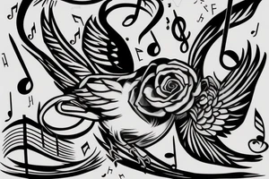 Sparrow with music notes that will be on my arm tattoo idea