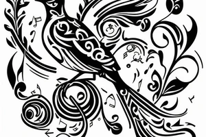 Sparrow with music notes that will be on my arm tattoo idea