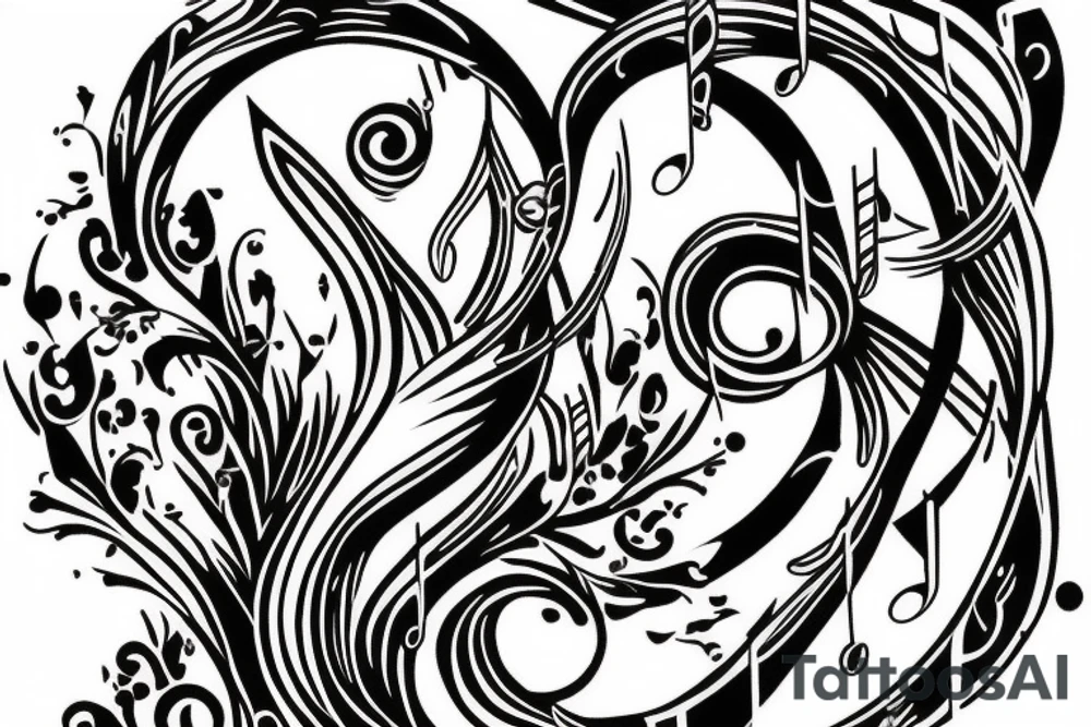Sparrow with music notes that will be on my arm tattoo idea