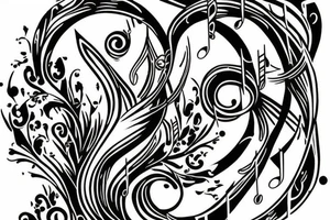 Sparrow with music notes that will be on my arm tattoo idea