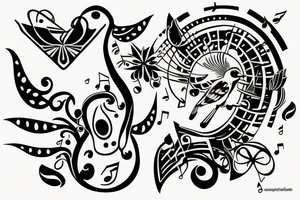 Sparrow with music notes that will be on my arm tattoo idea