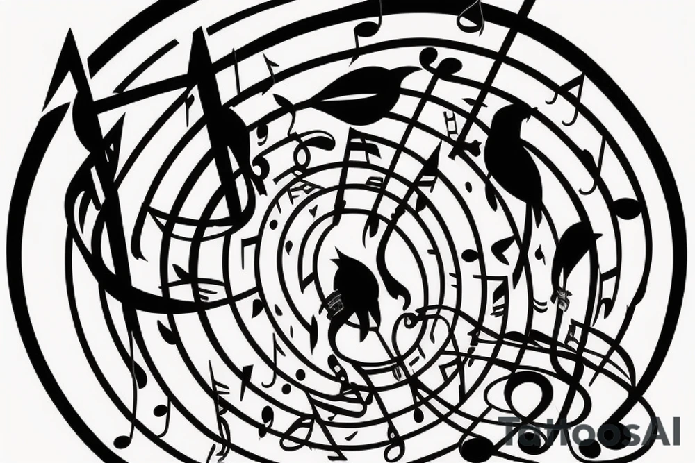 Sparrow with music notes that will be on my arm tattoo idea