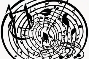 Sparrow with music notes that will be on my arm tattoo idea