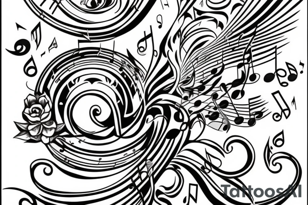 Sparrow with music notes that will be on my arm tattoo idea