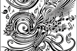 Sparrow with music notes that will be on my arm tattoo idea