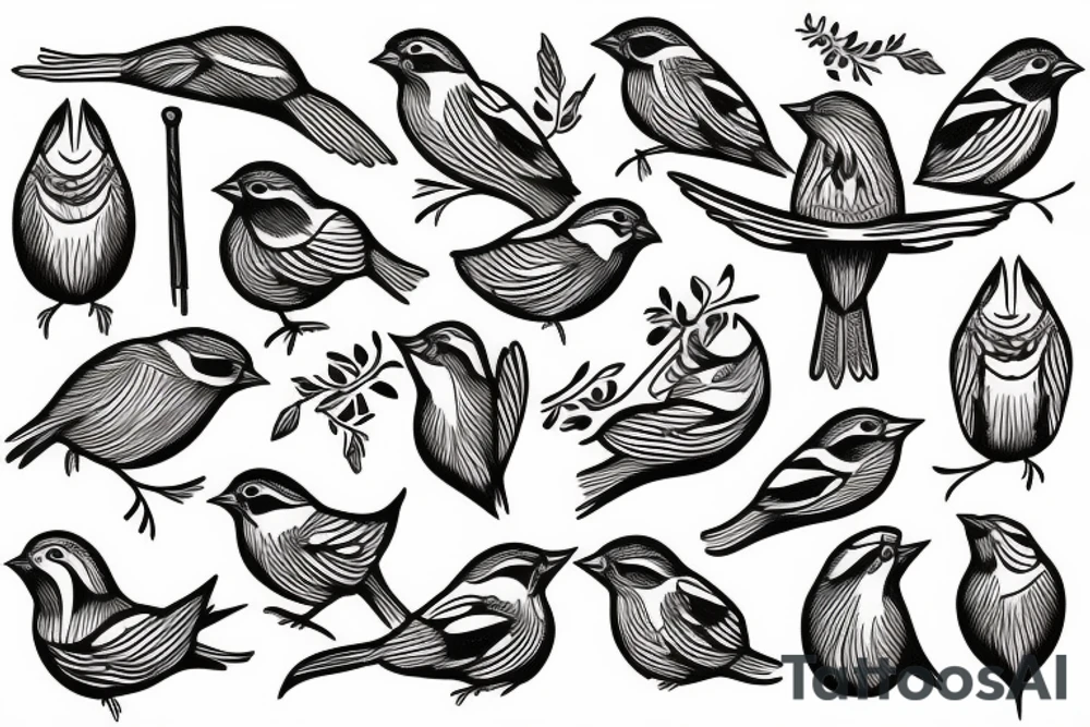 Sparrow bird tattoo idea