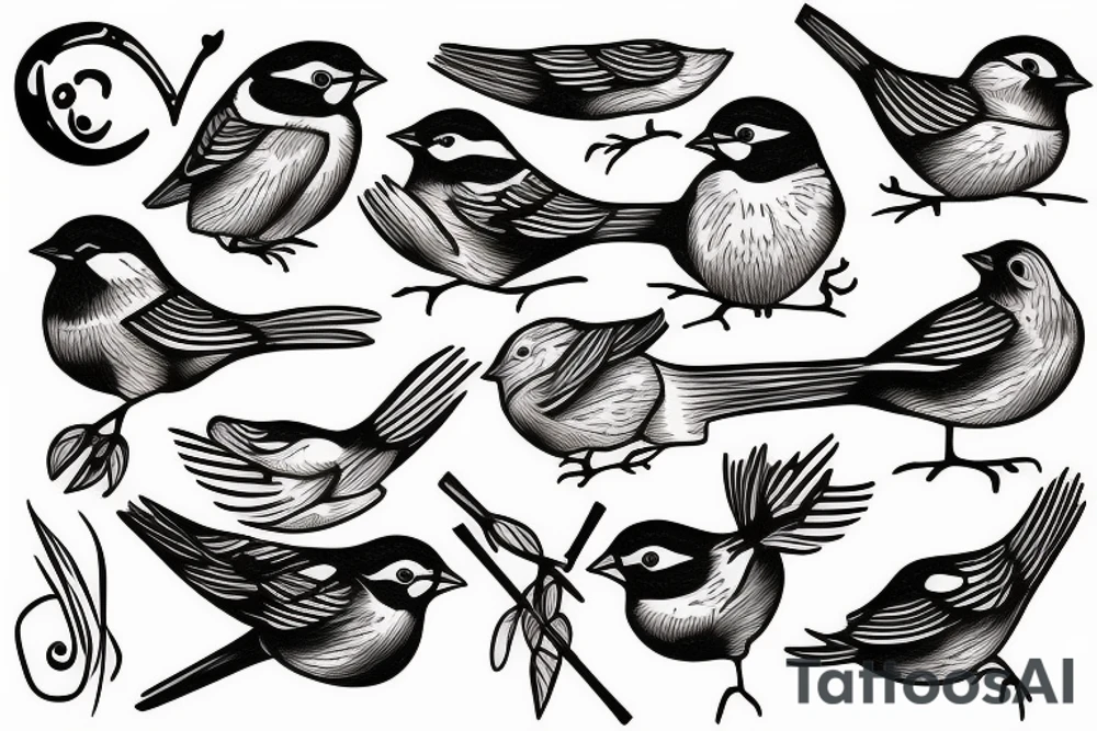 Sparrow bird tattoo idea