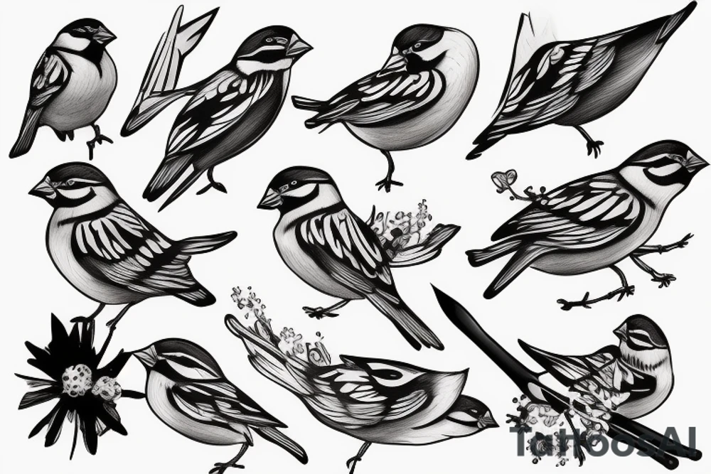Realistic looking sparrow tattoo idea