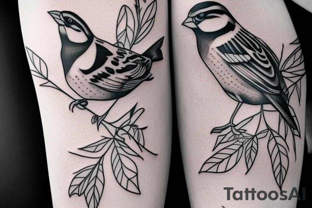 Realistic looking sparrow tattoo idea